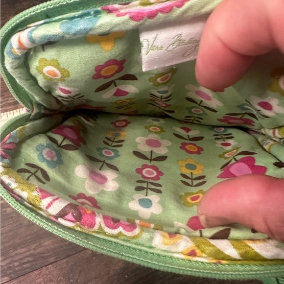 Vera Bradley Pink and Green Quilted Crossbody Bag Purse with Floral Pattern - Picture 3 of 8